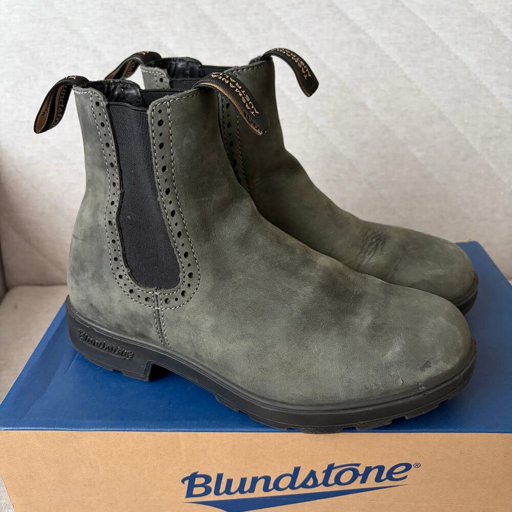 Blundstone Rustic Black Brogue Leather Chelsea Boots (AU 4.5)
